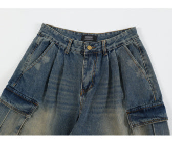 Old Washing Workwear Denim Shorts Men