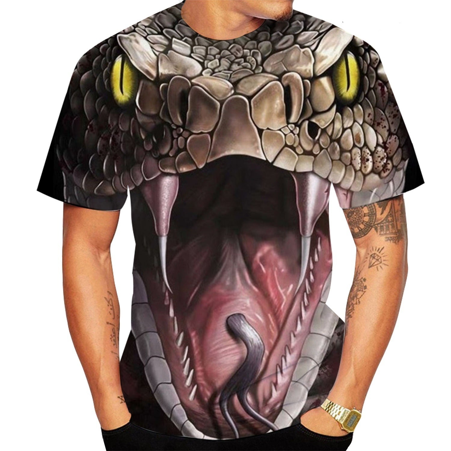 Snake 3D Digital Printing Men's Casual T-shirt