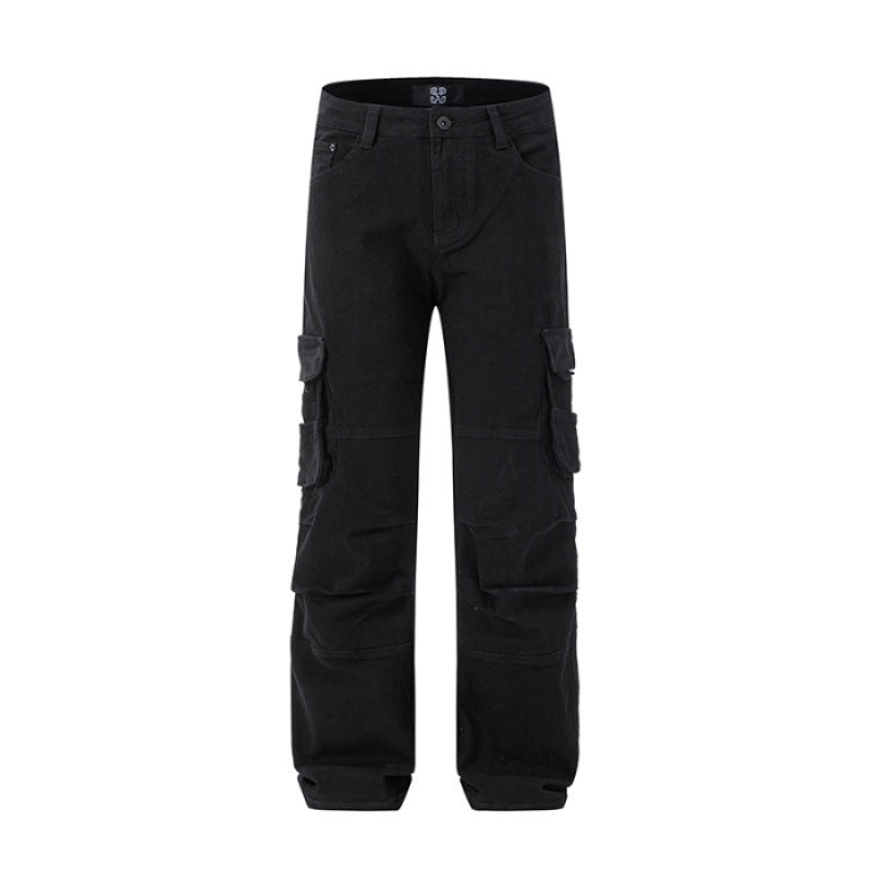 Multi-Pocket Workwear Jeans Men's Loose Large Size Trousers