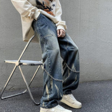 Pants Men's Autumn And Winter Ins Trendy American High Street Denim