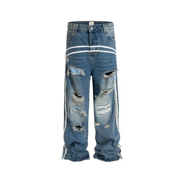 Washed Profile Jeans With Two Bars