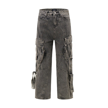 Heavy Industry Washed And Worn Denim Overalls Design